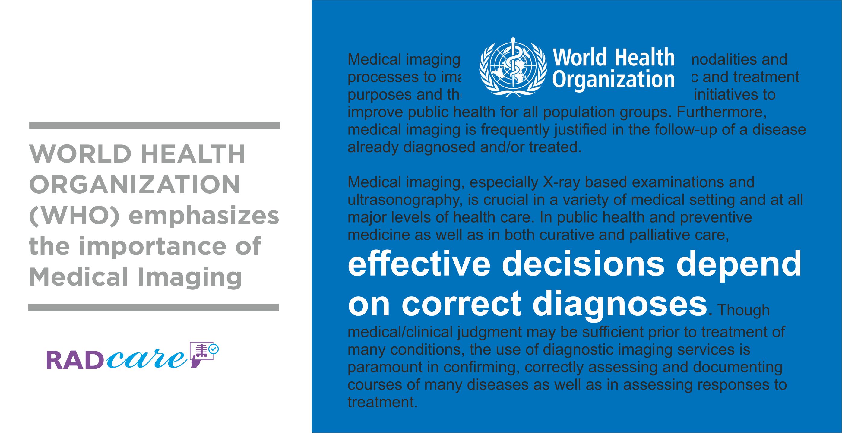 World health organisation emphaziing medical imaging